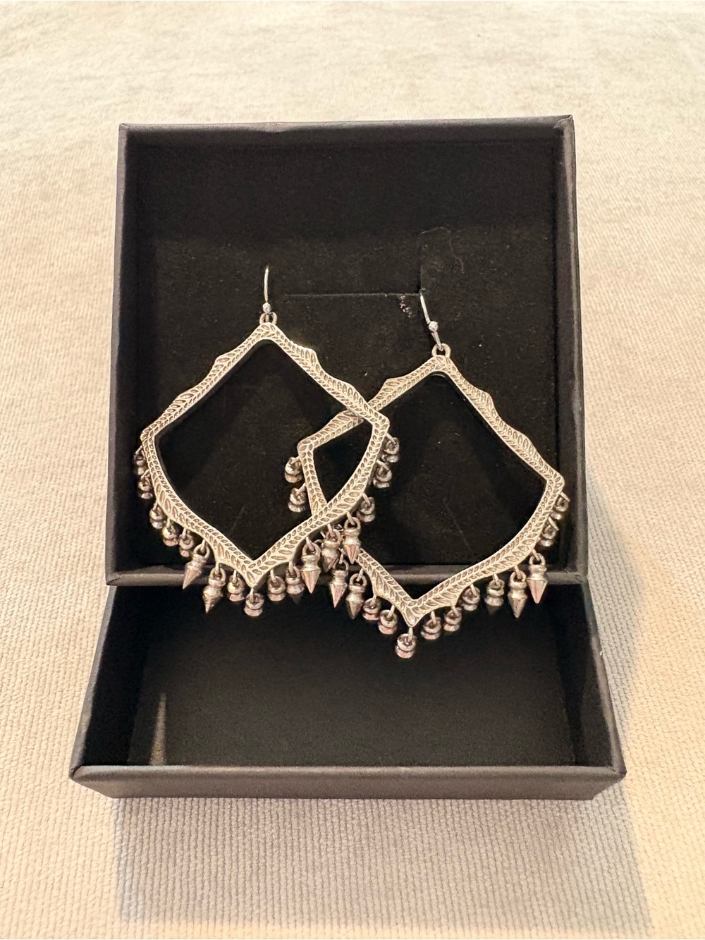 Kendra Scott Silver-Tone Bohemian Dangle Earrings with Teardrop Charms